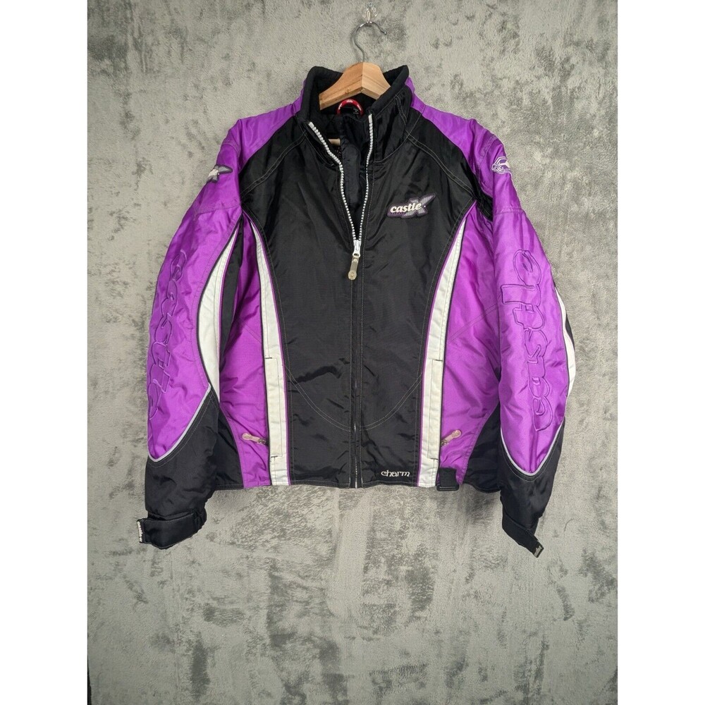Castle X Racewear Winter Jacket Women's L Black And Purple Snowmobile Coat EUC